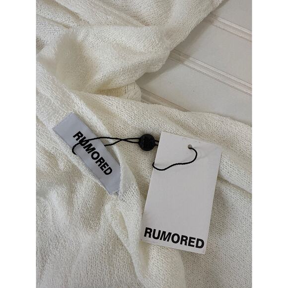 NWT Rumored Sweet Talker Mini Dress Slub White Cozy Open Back Short Party Size L - Picture 6 of 7